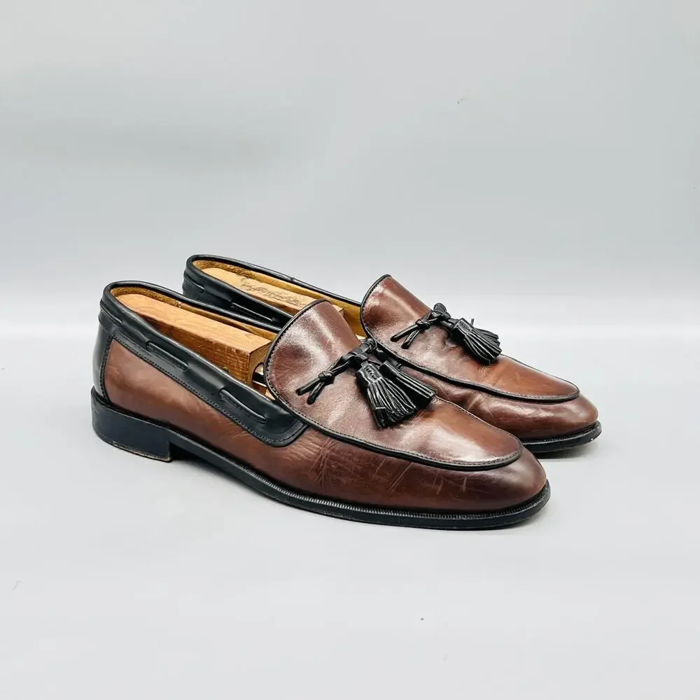 Johnston & Murphy Shoes Mens 9.5 Leather Cellini Tassel Loafers Dress Slip On